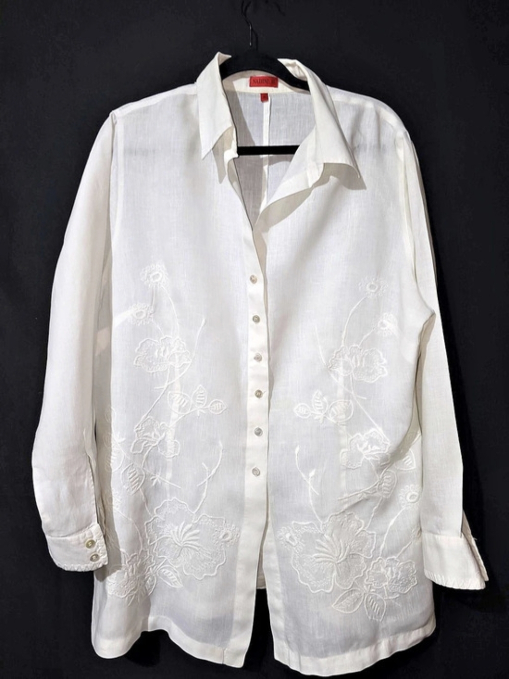 Nadine H. Embroidered Button-Down Shirt in White Size 46